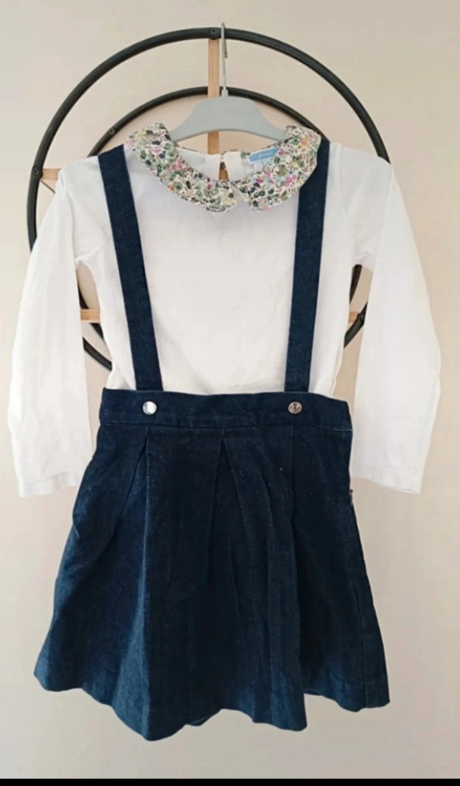 6 ans ensemble jacadi Teeshirt col liberty et jupe bretelle